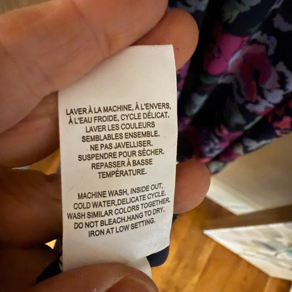 Addition Elle Navy and Pink Floral Long Sleeve Dress - Picture 6 of 6